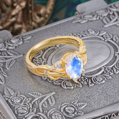 Enchanted 4-Prong Oval Cut Moonstone Stacking Ring