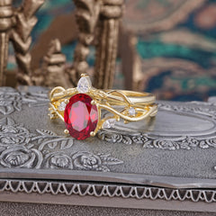 Enchanted 4-Prong Oval Cut Ruby Stacking Ring