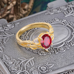 Enchanted 4-Prong Oval Cut Ruby Stacking Ring