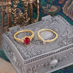Enchanted 4-Prong Oval Cut Ruby Stacking Ring