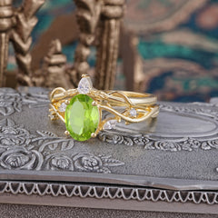 Enchanted 4-Prong Oval Cut Peridot Stacking Ring