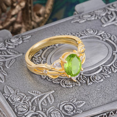 Enchanted 4-Prong Oval Cut Peridot Stacking Ring