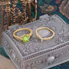 Enchanted 4-Prong Oval Cut Peridot Stacking Ring
