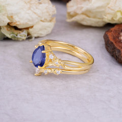 Art Nouveau 5-Prong Pear Cut Tanzanite Ring