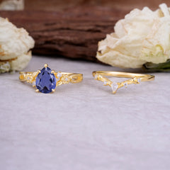 Art Nouveau 5-Prong Pear Cut Tanzanite Ring