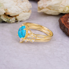 Art Nouveau 5-Prong Pear Cut Turquoise Ring