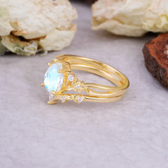 Art Nouveau 5-Prong Pear Cut Moonstone Ring