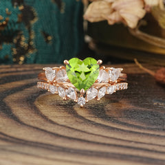 Bohemian Heart 4-Prong Heart Cut Peridot Stacking Ring