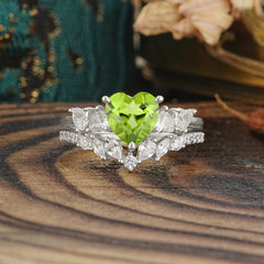 Bohemian Heart 4-Prong Heart Cut Peridot Stacking Ring