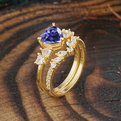 Bohemian Heart 4-Prong Heart Cut Tanzanite Stacking Ring