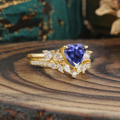 Bohemian Heart 4-Prong Heart Cut Tanzanite Stacking Ring