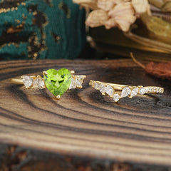 Bohemian Heart 4-Prong Heart Cut Peridot Stacking Ring