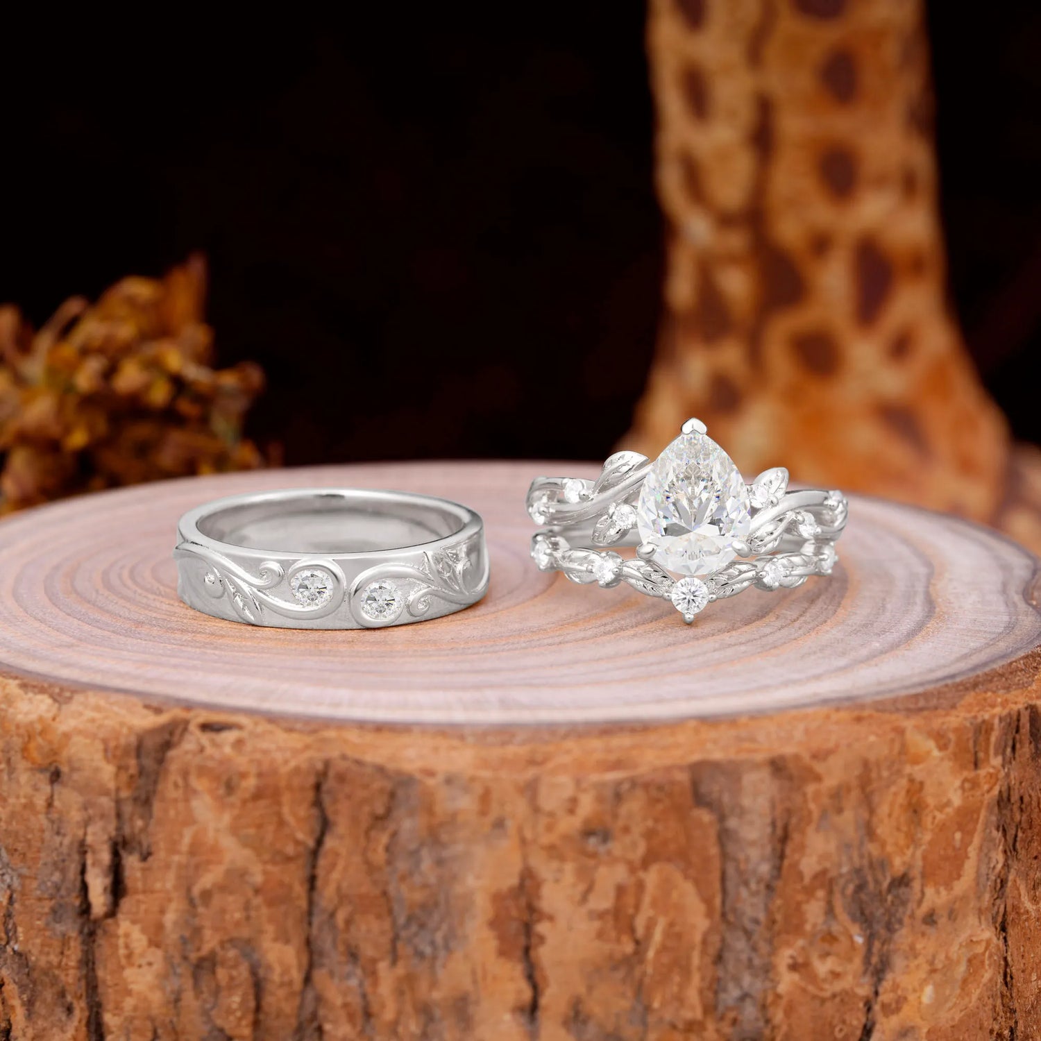 Luxury Retro 3-Prong Moissanite Promise Wedding Couple Ring