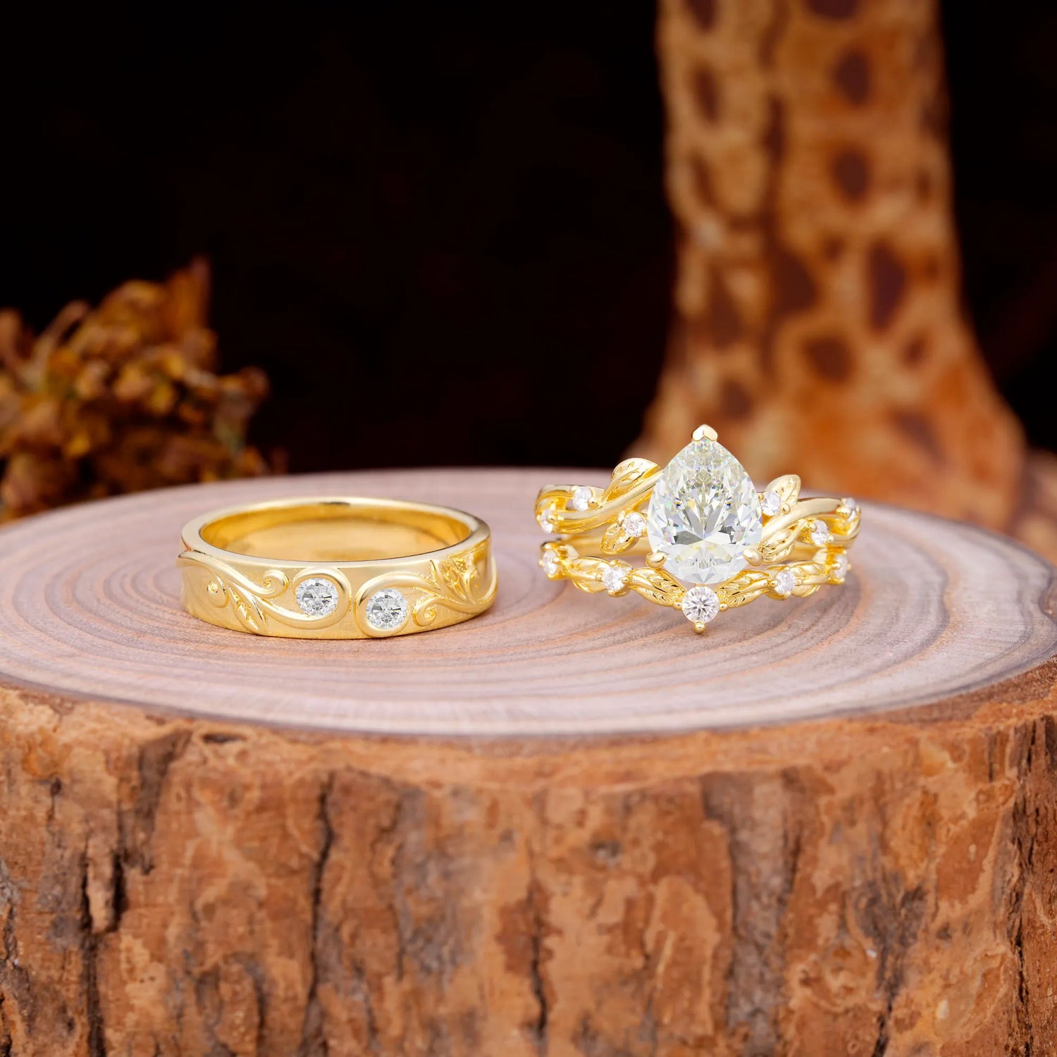 Luxury Retro 3-Prong Moissanite Promise Wedding Couple Ring