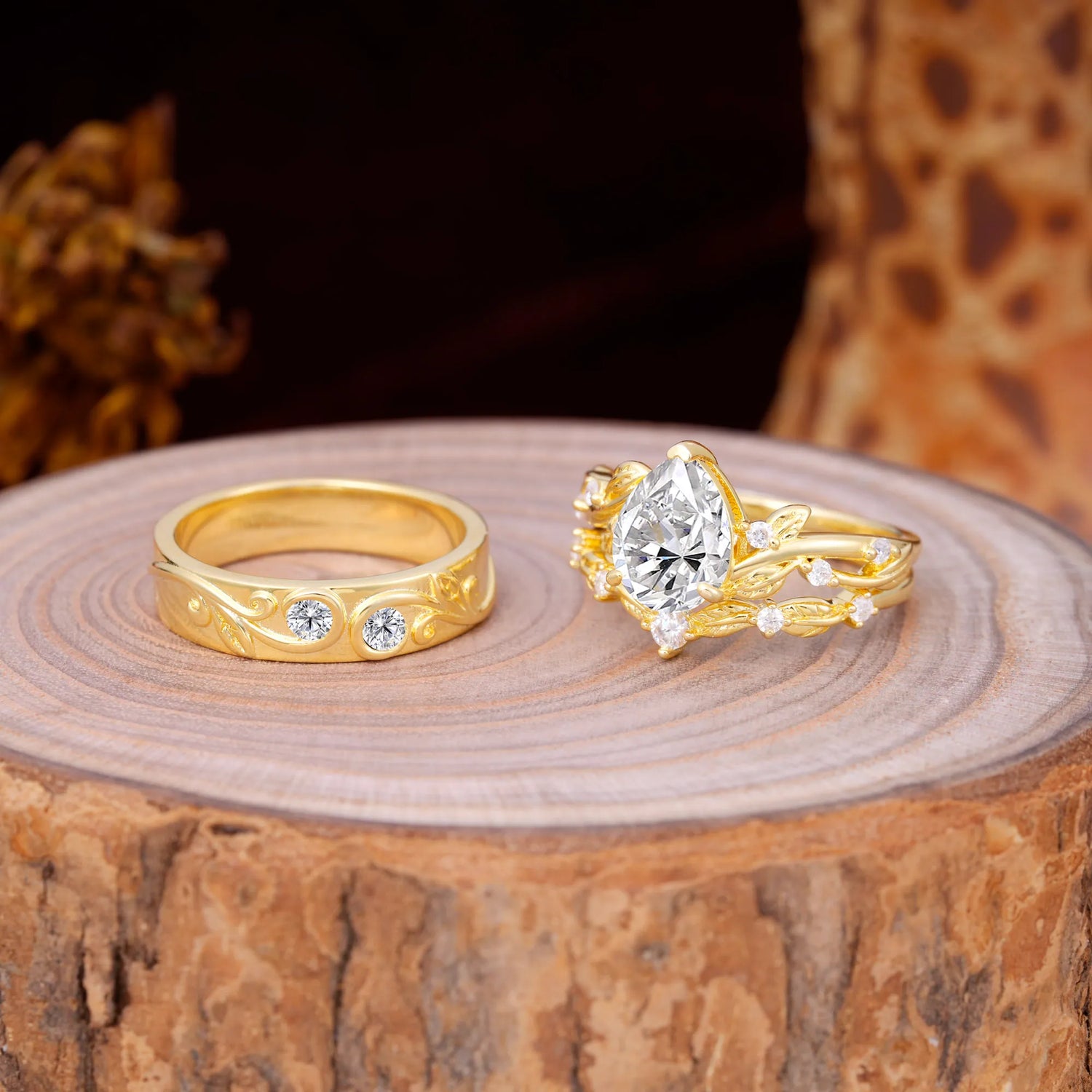 Luxury Retro 3-Prong Lab Diamond Promise Rings for Couples