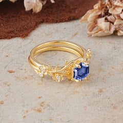 Naturalistic 4 - Prong Hexagon - Cut Tanzanite Ring Sets