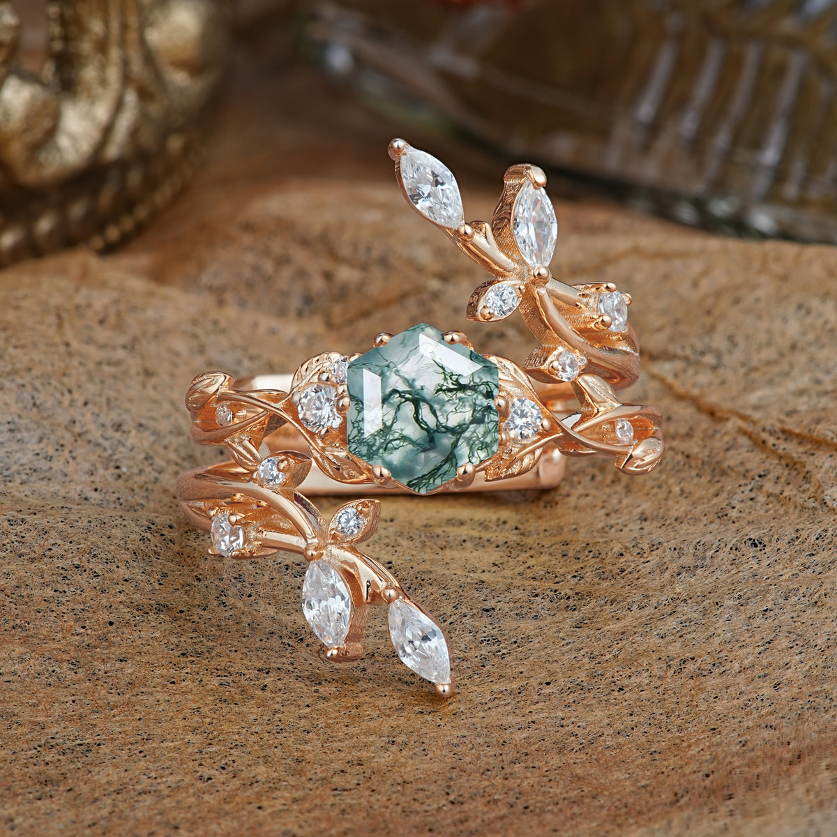 SR17146 Moss Agate Ring - Additional view