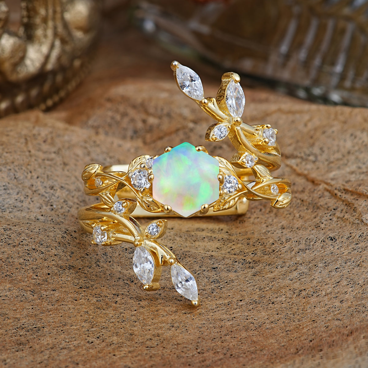 SR17146 Fire Opal Ring - Yellow-Gold