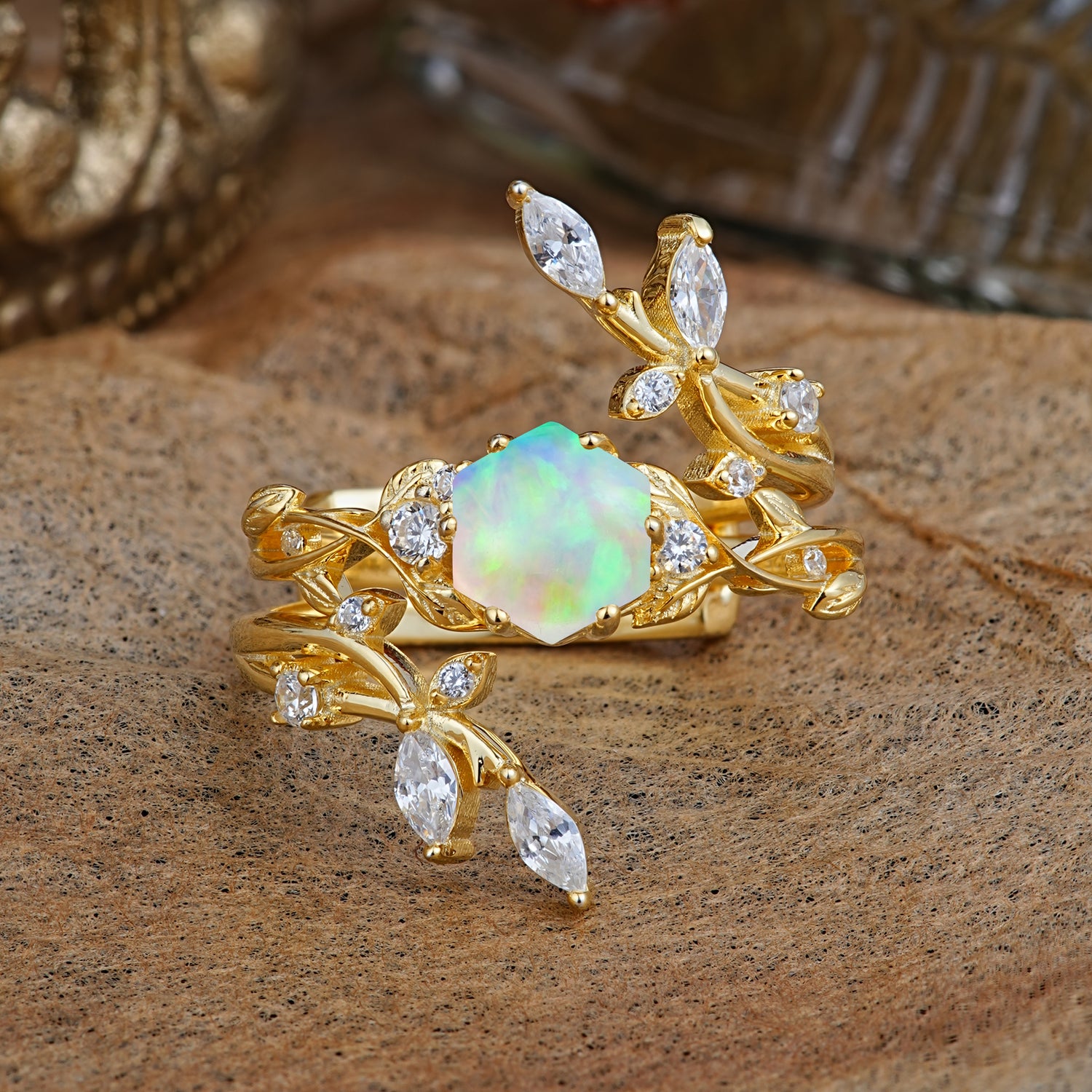 SR17146 Fire Opal Ring - Yellow-Gold