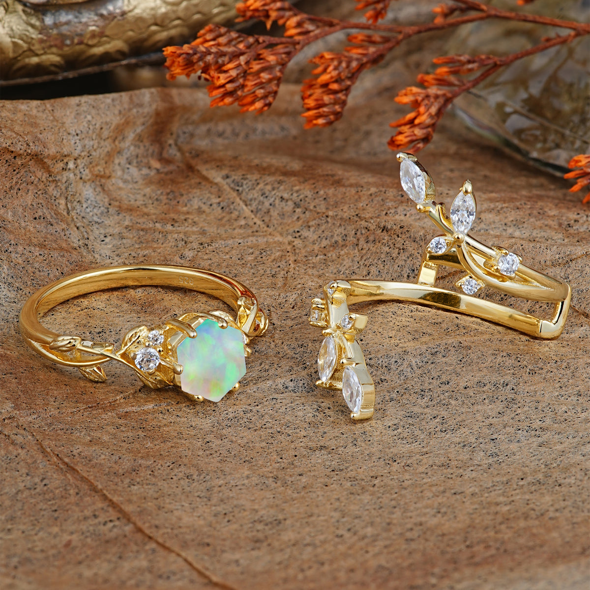 SR17146 Fire Opal Ring - Rose-Gold