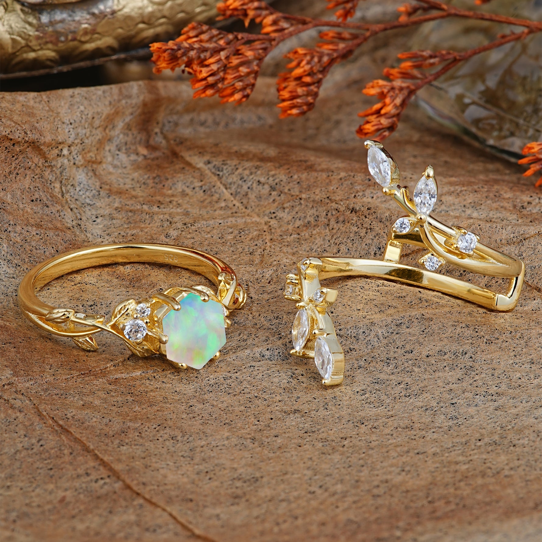 SR17146 Fire Opal Ring - Rose-Gold