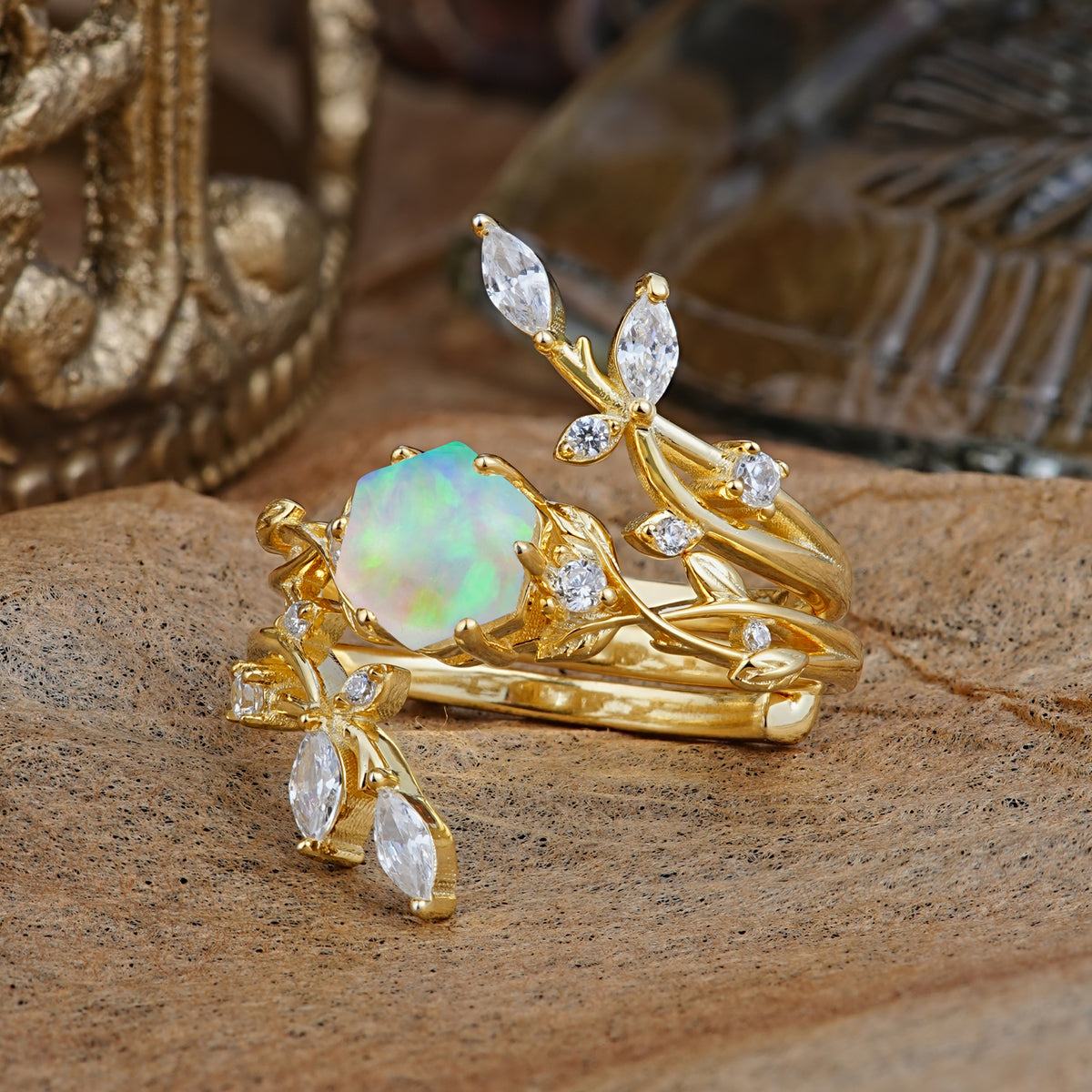 SR17146 Fire Opal Ring - White-Gold