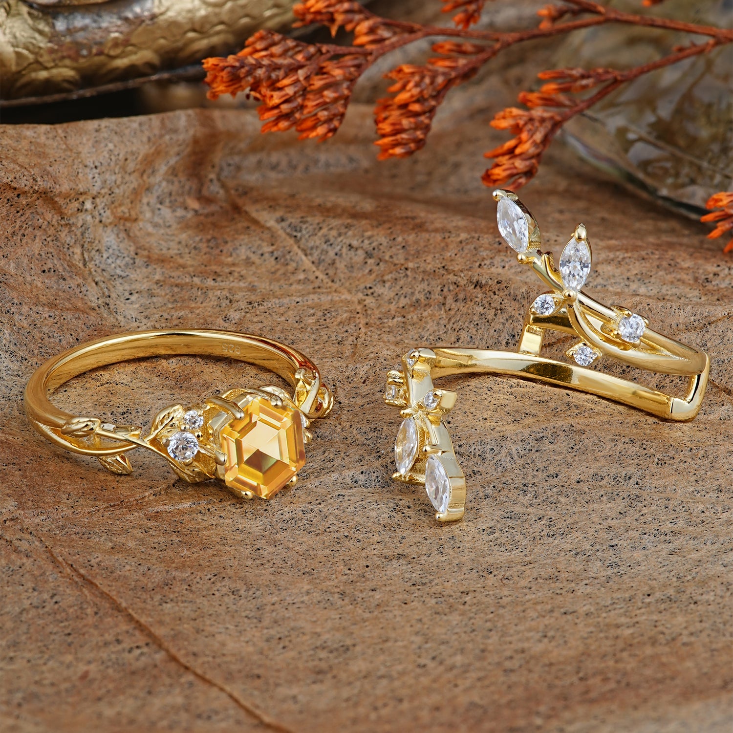 SR17146 Citrine Ring - Rose-Gold