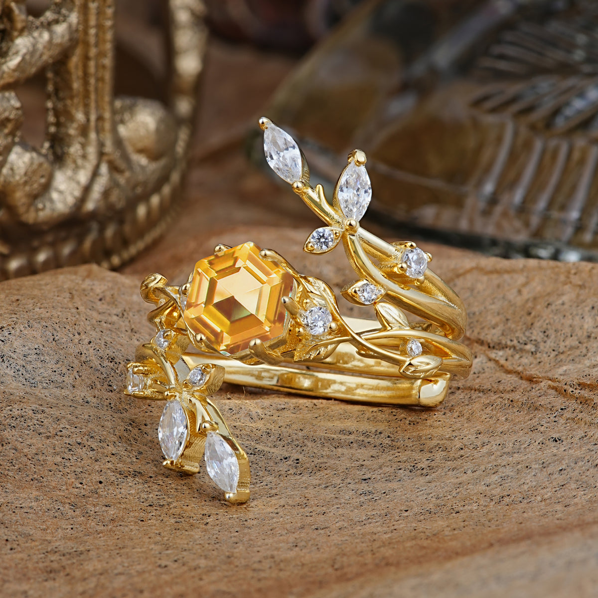SR17146 Citrine Ring - White-Gold