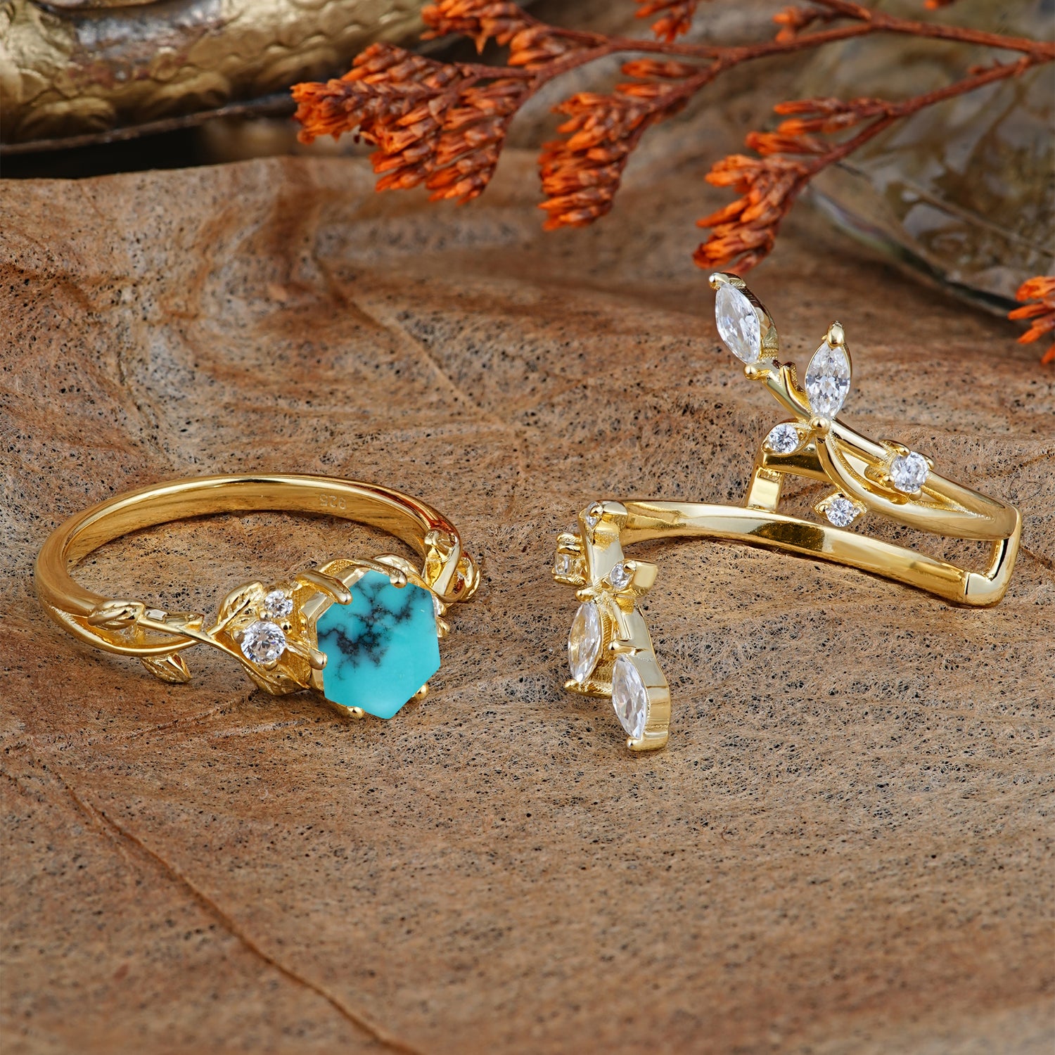 SR17146 Turquoise Ring - Rose-Gold