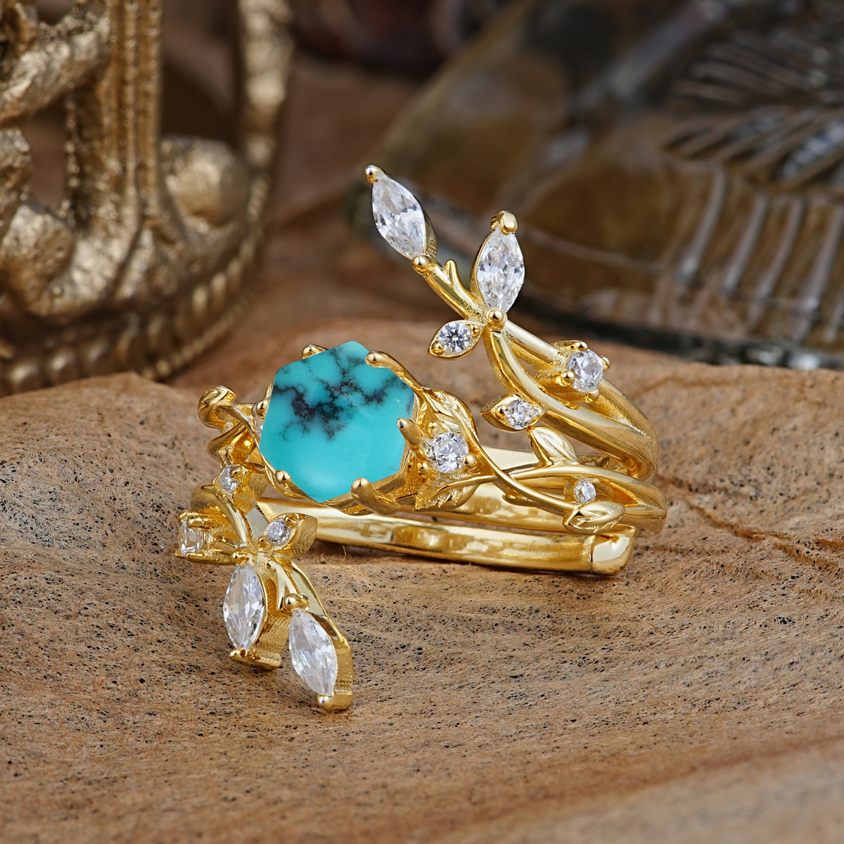SR17146 Turquoise Ring - White-Gold