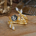 SR17146 Black Rutilated Quartz Ring - White-Gold