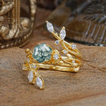 SR17146 Moss Agate Ring - White-Gold