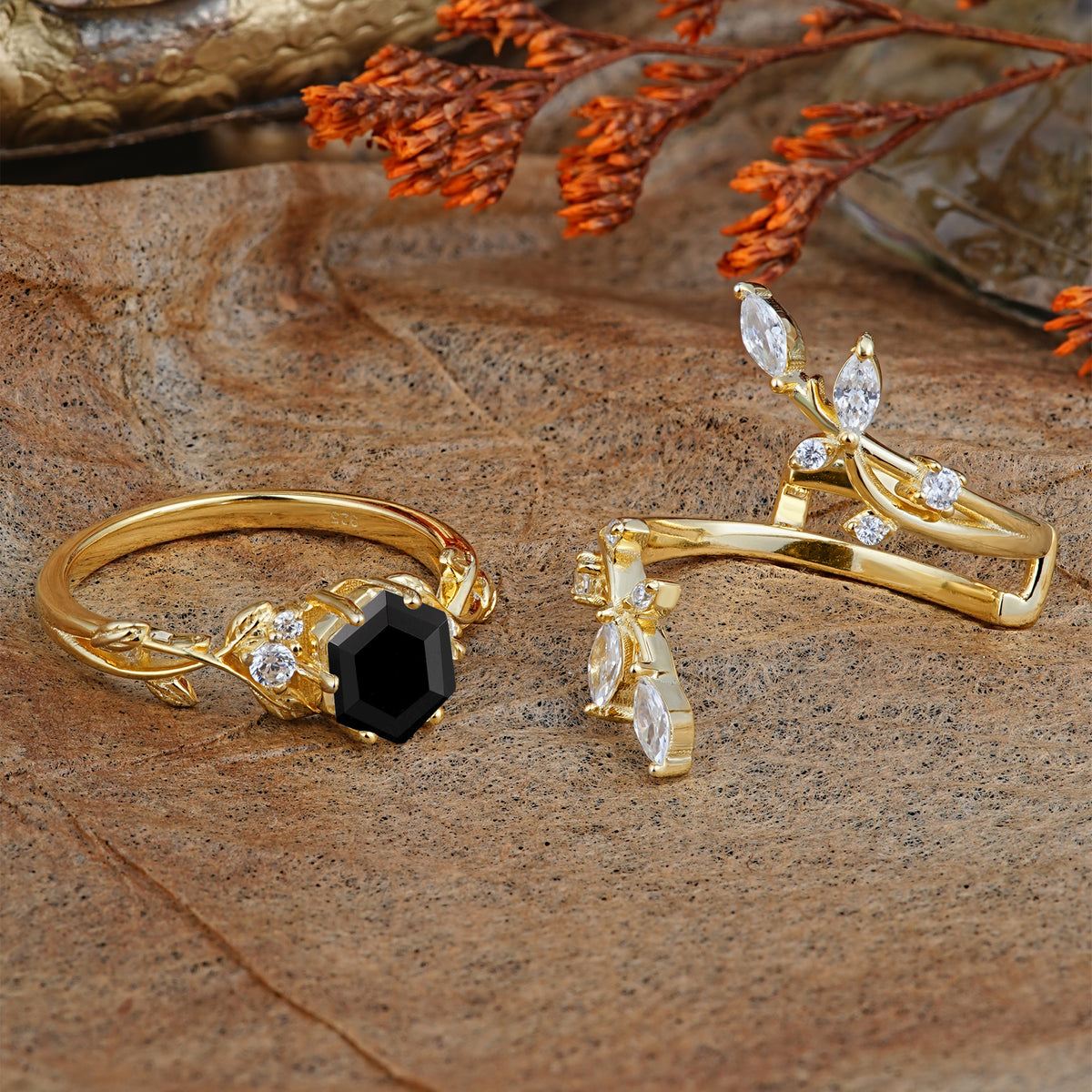 SR17146 Black Onyx Ring - Rose-Gold