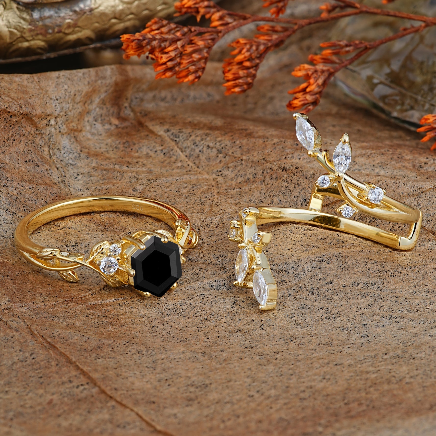 SR17146 Black Onyx Ring - Rose-Gold