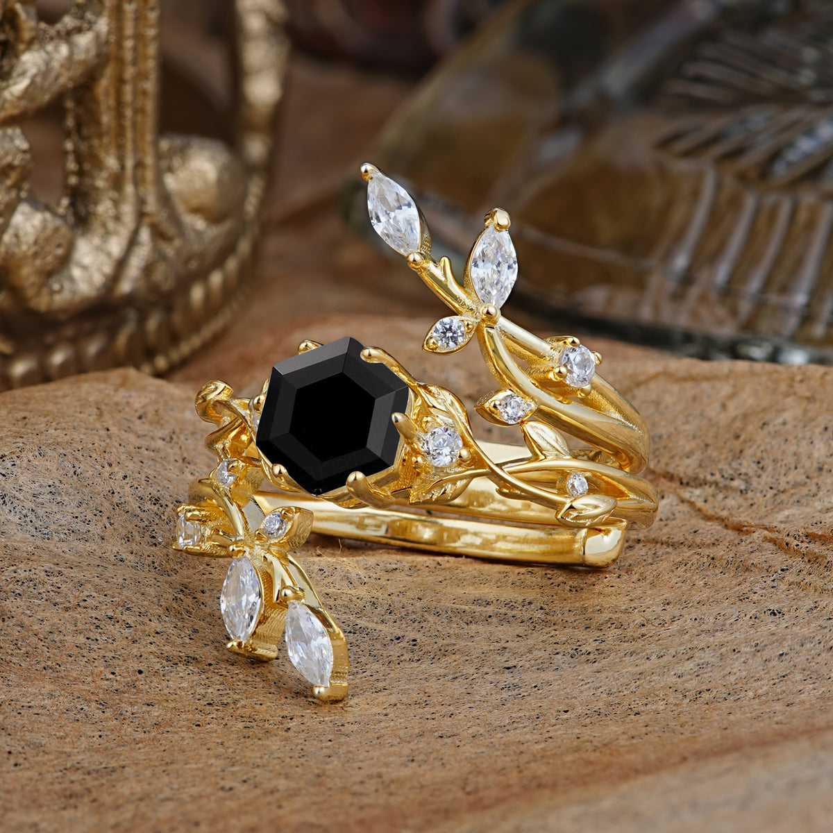 SR17146 Black Onyx Ring - White-Gold