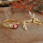 SR17146 Garnet Ring - Rose-Gold
