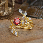 SR17146 Garnet Ring - White-Gold