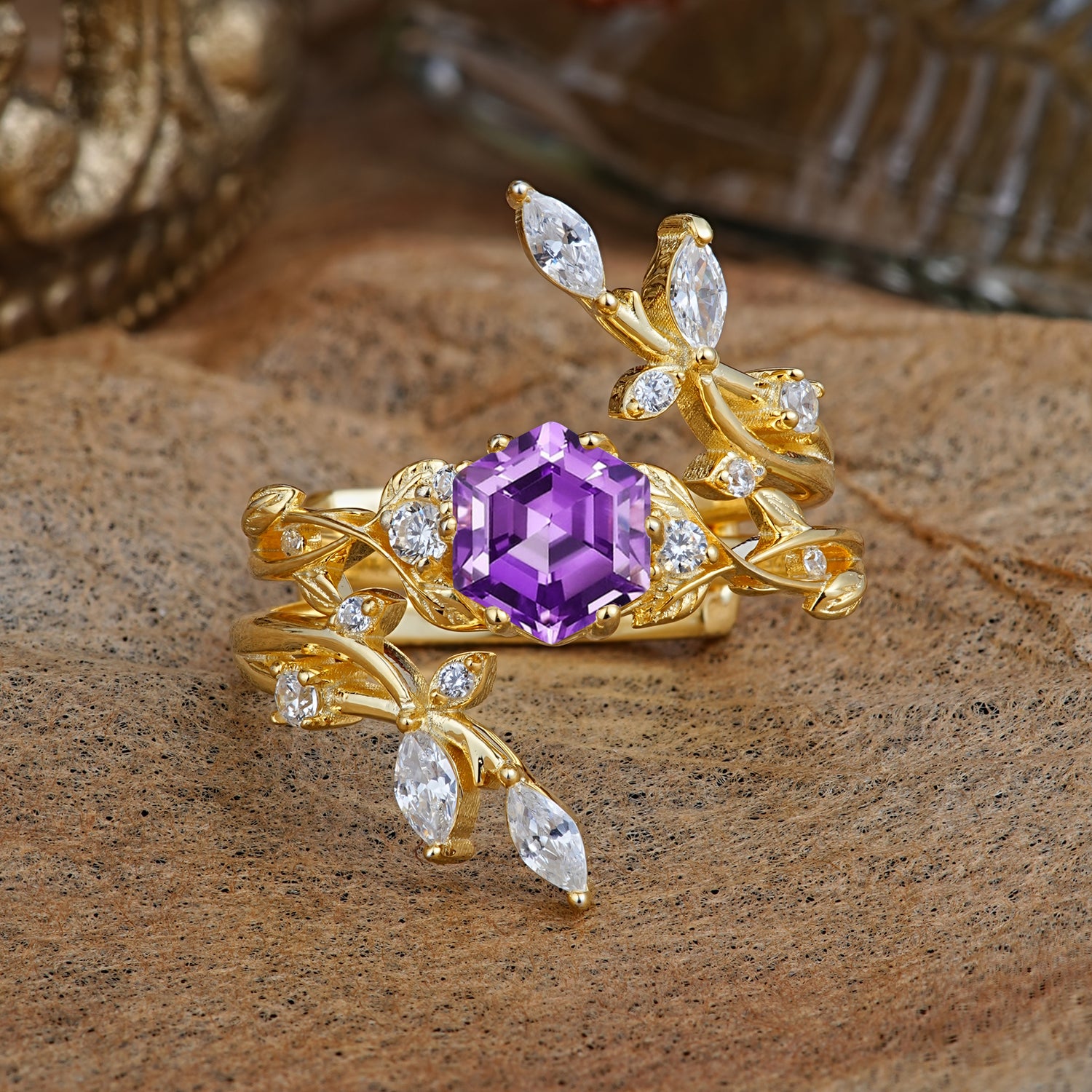 SR17146 Amethyst Ring - Yellow-Gold