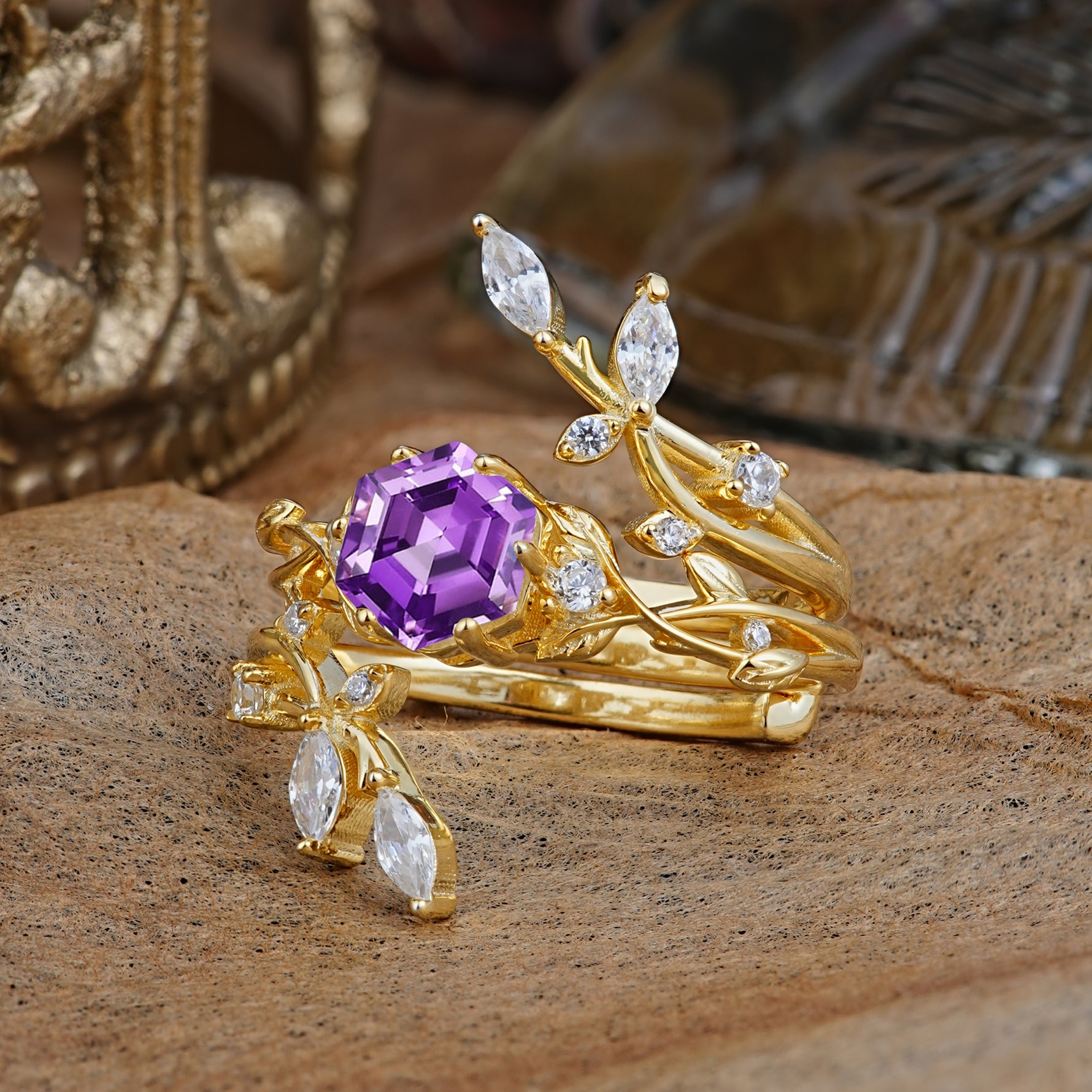 SR17146 Amethyst Ring - Rose-Gold