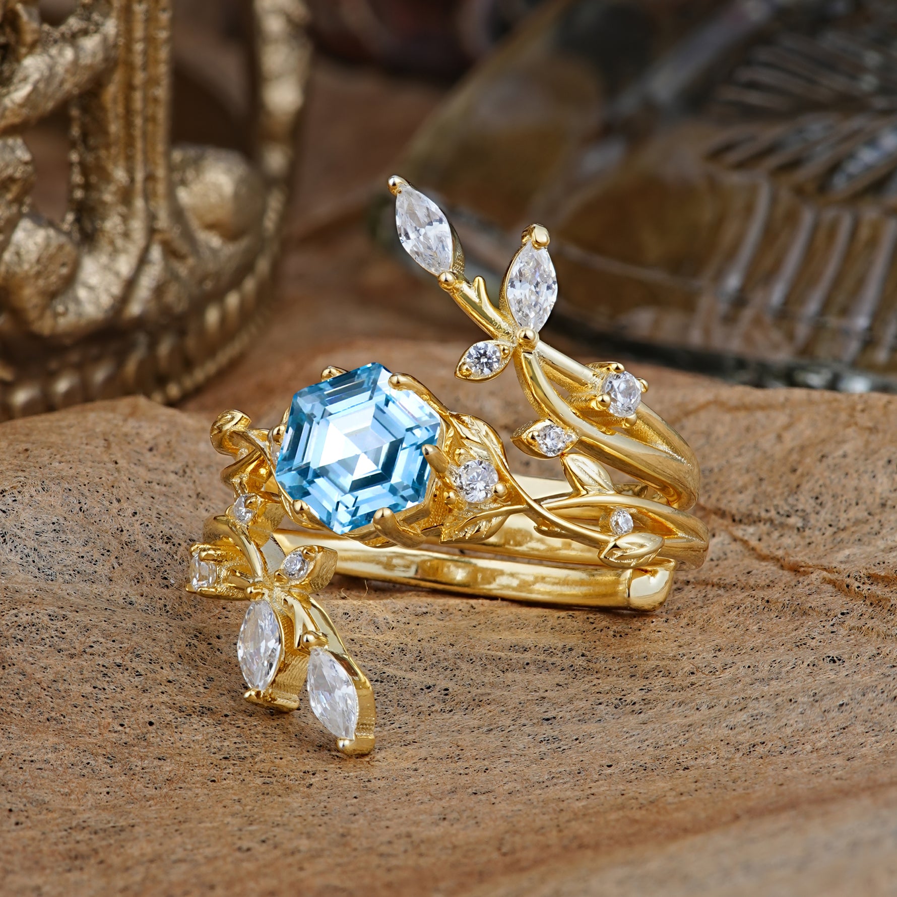 SR17146 Aquamarine Ring - Rose-Gold