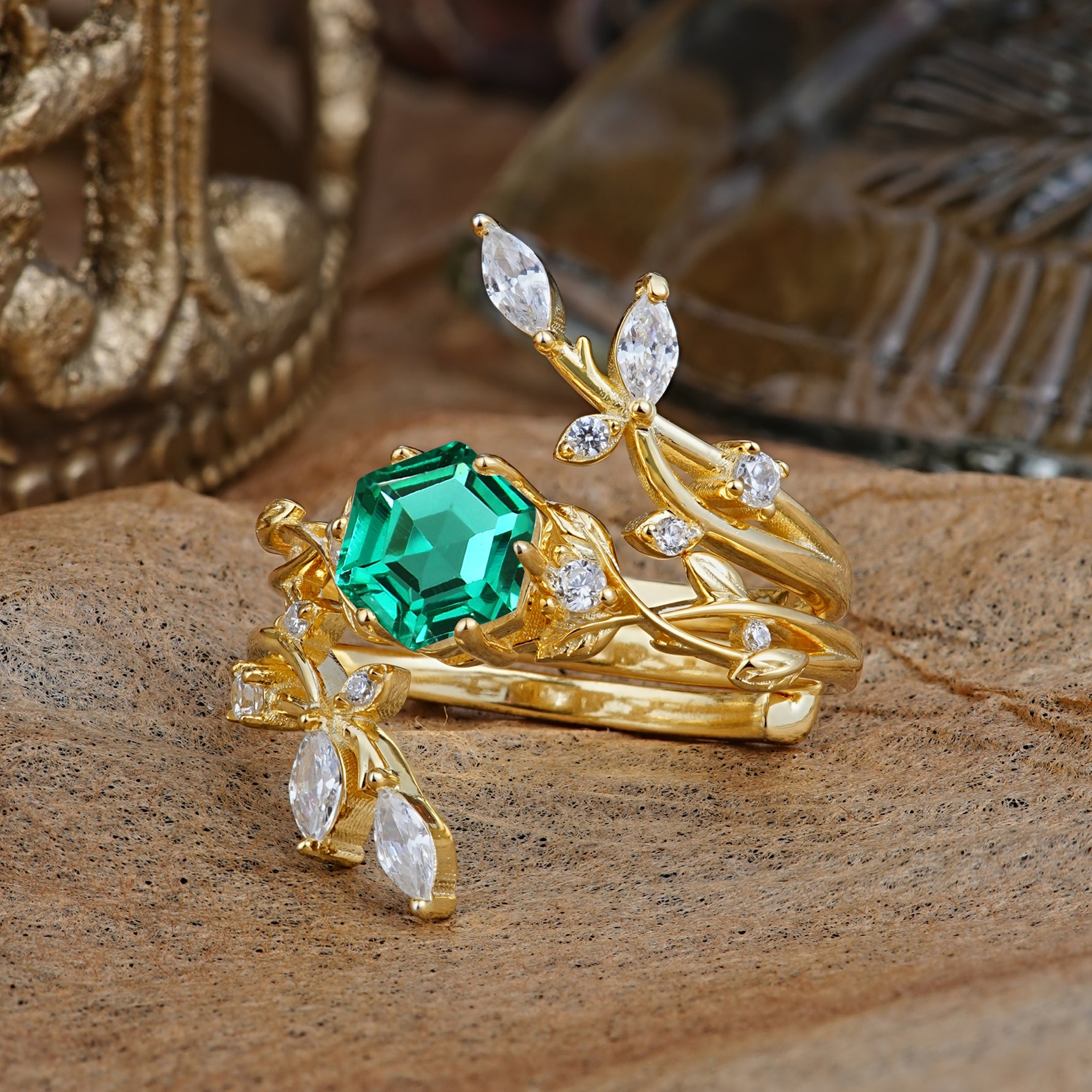 SR17146 Emerald Ring - Rose-Gold