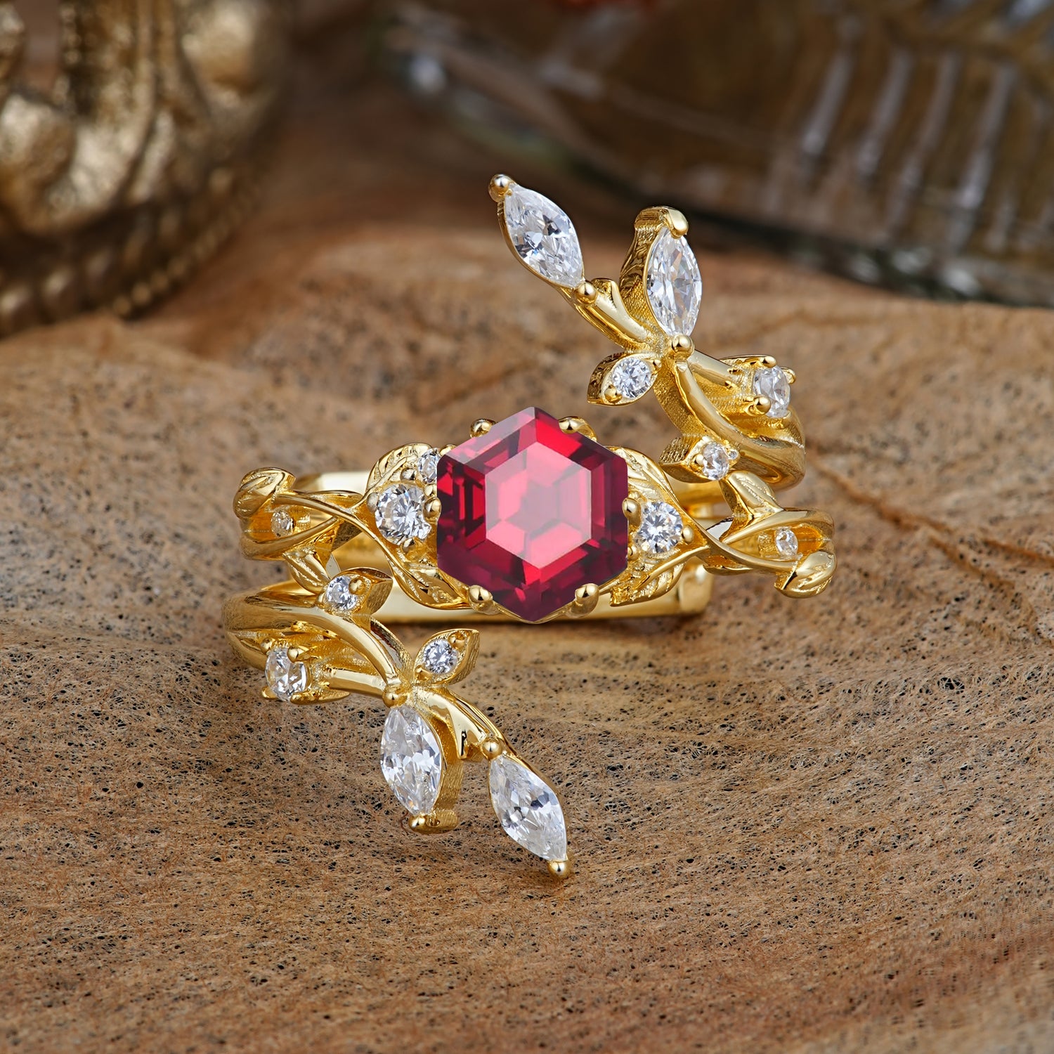 SR17146 Ruby Ring - Yellow-Gold