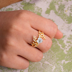 Elegant Heart-Shaped Nature Inspired Moissanite Ring – Perfect for Engagement or Wedding