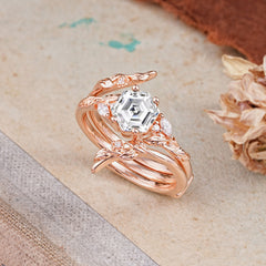 Botanical Hexagon Lab Diamond Engagement Ring Suite