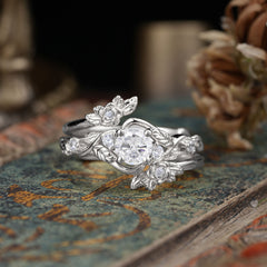 Botanical Hexagon Moissanite Engagement Ring Suite