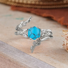 Botanical Hexagon Turquoise Engagement Ring Suite