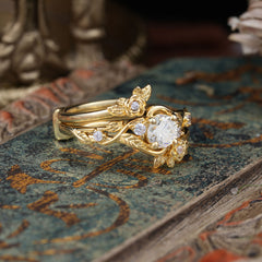 Botanical Hexagon Moissanite Engagement Ring Suite