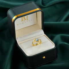 Botanical Hexagon Moss Agate Engagement Ring Suite