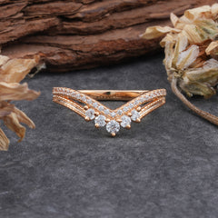 Elegant Round Cut V-Shaped Moissanite Engagement Ring for Women