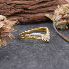 Elegant Round Cut V-Shaped Moissanite Engagement Ring for Women